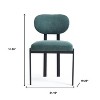 HomeRoots Set of Two Green and Black Chenille And Metal Partially Open Back Dining Side Chairs - 3 of 4