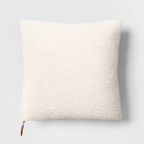 Soft Fluffy Sherpa Throw Pillow Decorative Cushion, Beige, 18 x 18