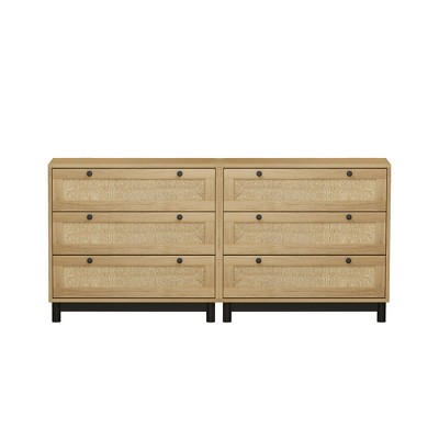 Bella Depot 3 Drawers Dresser Rattan Storage Cabinet (Set of 2)