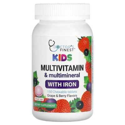 Doctor's Finest Kids Multivitamin & Multimineral with Iron, Grape & Berry, 150 Chewable Tablets