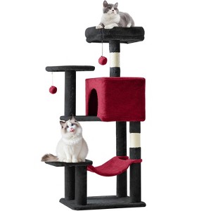 FONTOI 44 Inch Cat Tree Tower Large Cat Climbing Tree with Extended Platform, Indoor Pet House for Cats Kittens Play, Black, 13.7"* 17.7"*43.6" - 1 of 4