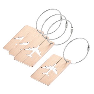Unique Bargains Aluminium Lightweight Backpack Identifier Card Luggage Tags 4 Pcs - 1 of 4
