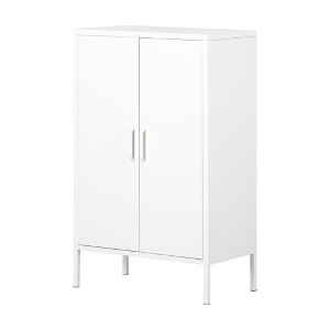 Eddison 2 Door Storage Cabinet Pure White - South Shore: Contemporary Metal Unit with Adjustable Shelves - 1 of 4