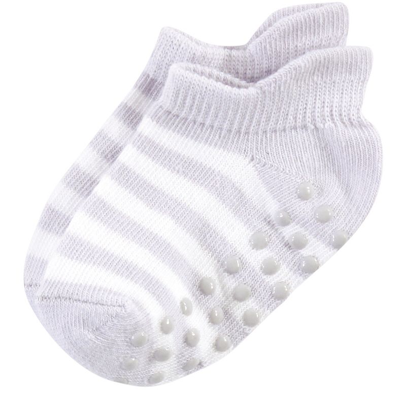 Touched by Nature Baby and Toddler Girl Organic Cotton Socks with Non-Skid Gripper for Fall Resistance, Pink Black, 5 of 15