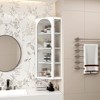 41.34 In. Glass Door Wall Mounted Corner Cabinet with Featuring Four-tier Storage for Bedroom, Living Room, Bathroom, Kitchen, White - 4 of 4
