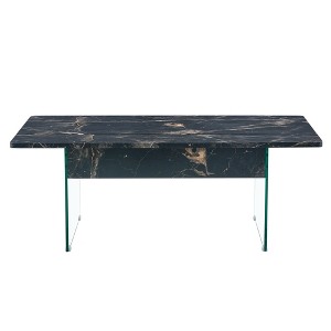 ChicFurnit Coffee Table Lift Top with Storage and Tempered Glass for Living Room or Office, Black, 48"*22"*11" - 1 of 4