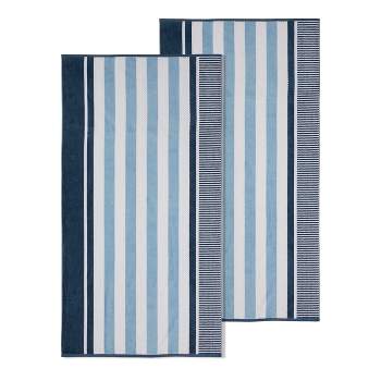 Textured Cotton Oversized Stripe Beach Towels (Set of 2) by Blue Nile Mills