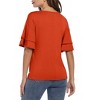 Womens V Neck Tunic Blouse Tiered Short Sleeves Loose Fit Summer Top Shirts - 3 of 3