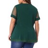 Agnes Orinda Women's Plus Size Round Neck Peplum Short Sleeve Mesh Sheer Summer Casual Blouses - 4 of 4
