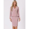 INSPIRE CHIC Women's Business Suit Tweed Trim Blazer and Skirt Suit Set 2 Pieces - 3 of 4