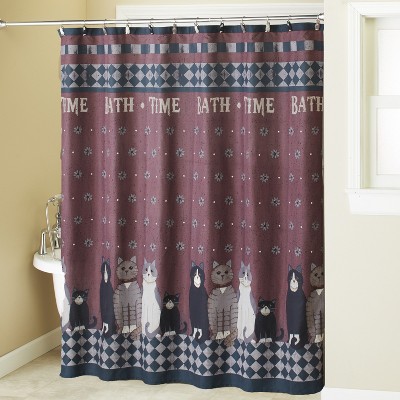 Lakeside Country Cats Bathroom Shower Curtain 12-Ring Holes Top Grommet