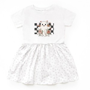 Checkered Ghost Rose - Kids Toddler Dress and Infant Dress - 1 of 3