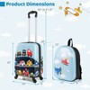 Costway 16” Carry-on Suitcase & 13” Backpack with 4 Spinner Wheels & Telescopic Handle with car/pony/race car/dinosaur pattern - 3 of 4