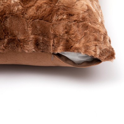 Set of 2 Brown Faux Fur 18" Throw Pillows