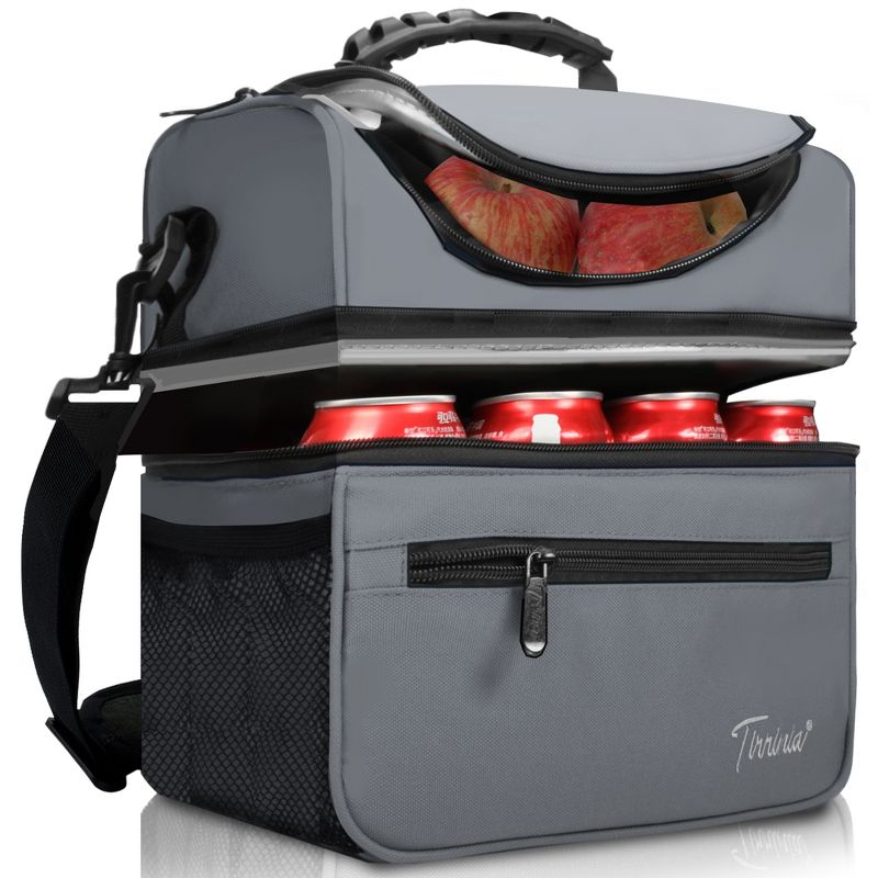 Tirrinia Large Lunch Bag for Men, 13L/22 Cans Insulated Leakproof Bento Lunch Box with Dual Compartment, Lunch Cooler Bag for Work, Beach, Camping, 1 of 9