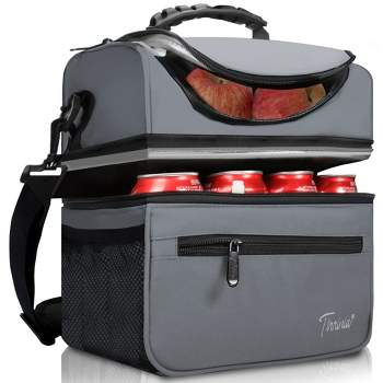 Tirrinia Large Lunch Bag, 13L/22 Cans Insulated Leakproof Reusable Bento Lunch Box with Dual Compartment, Lunch Cooler Tote Bag for Work, Beach