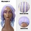 Unique Bargains Women Curly Shoulder Length Human Hair Wigs 14" with Wig Cap - 3 of 4