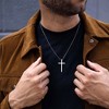 Turandoss 2 PCS Black Silver Cross Necklace for Men Boys, Stainless Steel Inspirational Text Pendant Necklaces, Birthday Gifts for Men Boy, 20Inches - 4 of 4