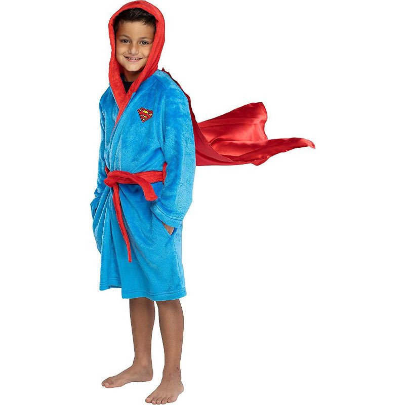 DC Comics Kids Superhero Plush Fleece Hooded Costume Robe, 1 of 5