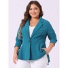 Agnes Orinda Women's Plus Size High-Low Peplum Button Work Elegant Blazers - 2 of 4