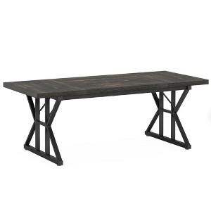 Gulches 6FT Conference Table (70.86Lx31.49Wx29.52H), Rustic Wood Rectangle Meeting Room Executive Desk for Office (Black Oak) - 1 of 1