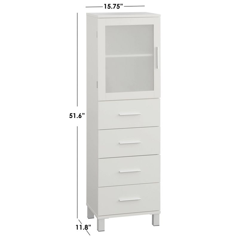 Frosted Pane 4 Drawer Linen Cabinet White - Buylateral, 5 of 6