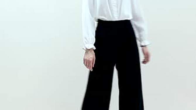 Allegra K Women's Sweet Ruffle Peter Pan Collar Long Sleeves Button Down Shirt, 2 of 7, play video