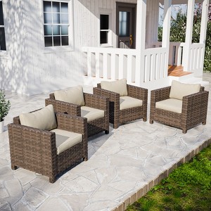 EAGLE PEAK Harbor Haven 4 PCS Hand-Woven Wicker Patio Chair with All Weather Resistant Deep Seat & Wide Rattan, Patio Furniture Chairs - 1 of 4