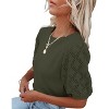 Womens Short Sleeve Lightweight Sweaters Crewneck Knit Pullover Tops with Crochet Sleeve Casual Crochet Blouse Shirt for Spring, Summer - 2 of 4