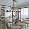 LNC Delia 7-Light 53.1" Modern Linear Oversized Kitchen Island Pendant Lighting, Black with Clear Glass - 4 of 4