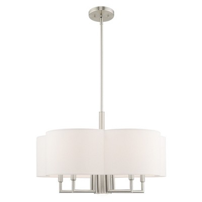 Chelsea Clover-Shaped 6-Light Brushed Nickel Pendant Chandelier