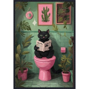 Amanti Art Bathroom Cat No 4 by The Art Concept Canvas Wall Art Print Framed - 1 of 4