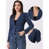 Allegra K Women's Notched Lapel One Button Long Sleeve Jean Jacket - 2 of 4