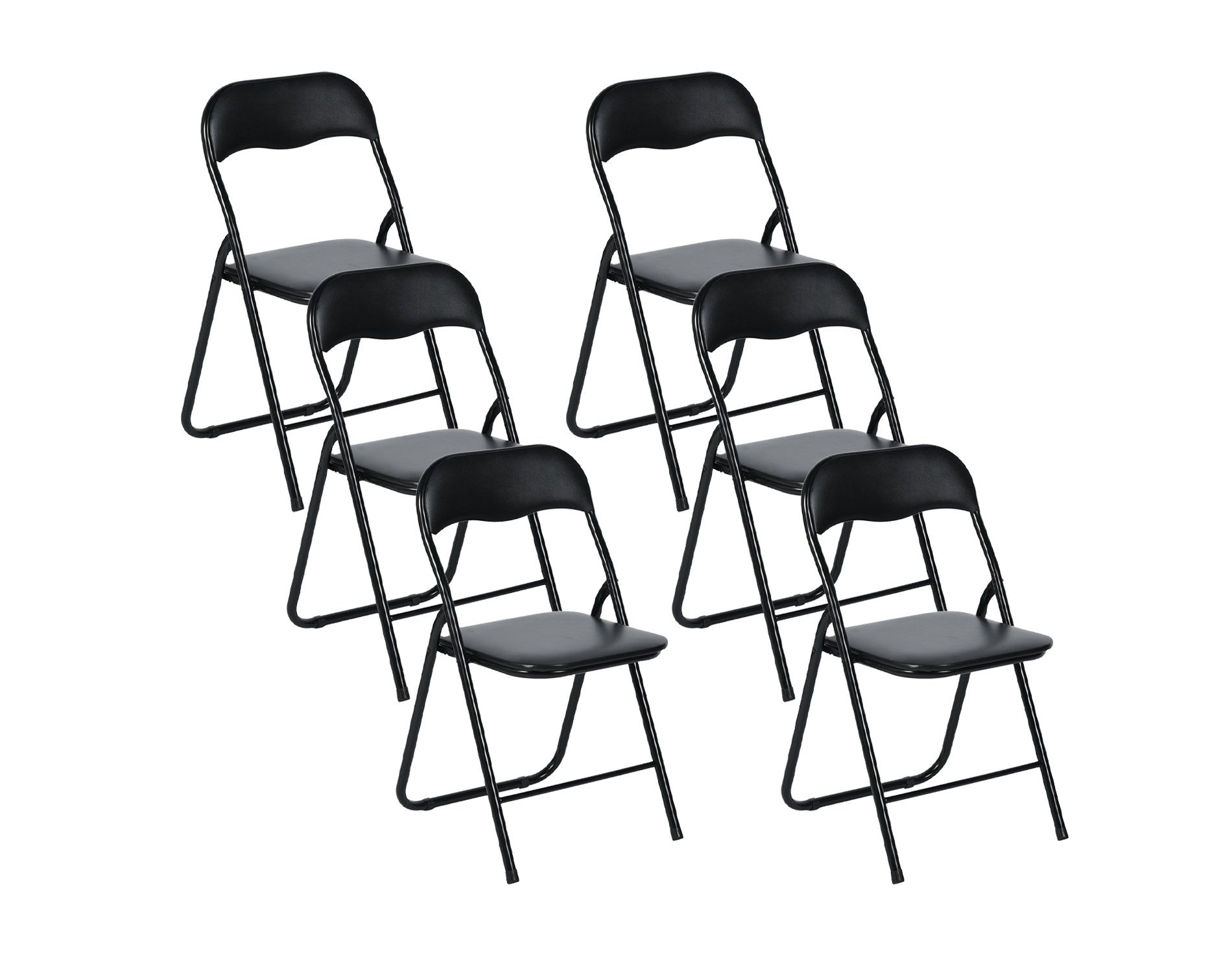 FurnitureR 6-Pack Folding Chairs with Padded Seats and Steel Frame, Modern Foldable Chairs for Home Office, Indoor and Outdoor Events, Black
