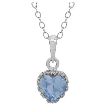 Tiara Sterling Silver Heart-cut Birthstone Crown Pendant