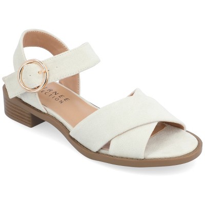 Journee Collection Womens Cressida Crisscross Strap Stacked Heel Sandals