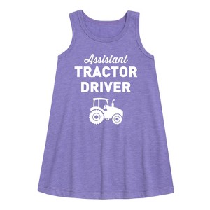 Girls' - Instant Message - Tractor Driver Assistant Graphic Sleeveless Aline Dress - 1 of 4