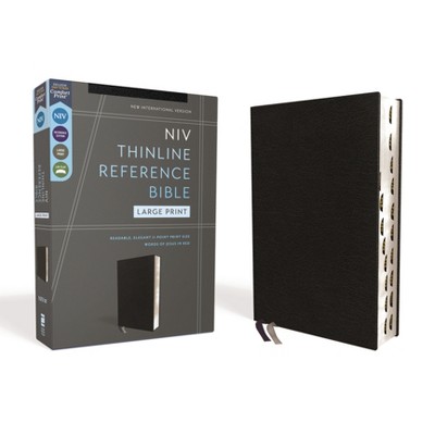 Niv, Thinline Reference Bible (Deep Study at a Portable Size), Large Print, Bonded Leather, Black, Red Letter, Thumb Indexed, Comfort Print