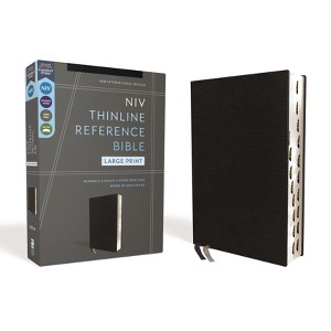 Niv, Thinline Reference Bible (Deep Study at a Portable Size), Large Print, Bonded Leather, Black, Red Letter, Thumb Indexed, Comfort Print - 1 of 1