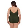 Aqua Green, Women's Princess Seam Shirred One Piece - 3 of 3