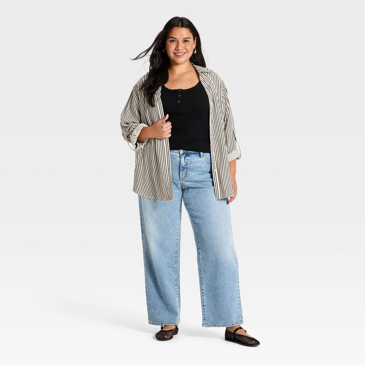 Women's Plus Low-Rise Relaxed Fit Straight Leg Jeans 32" - Ava & Viv™