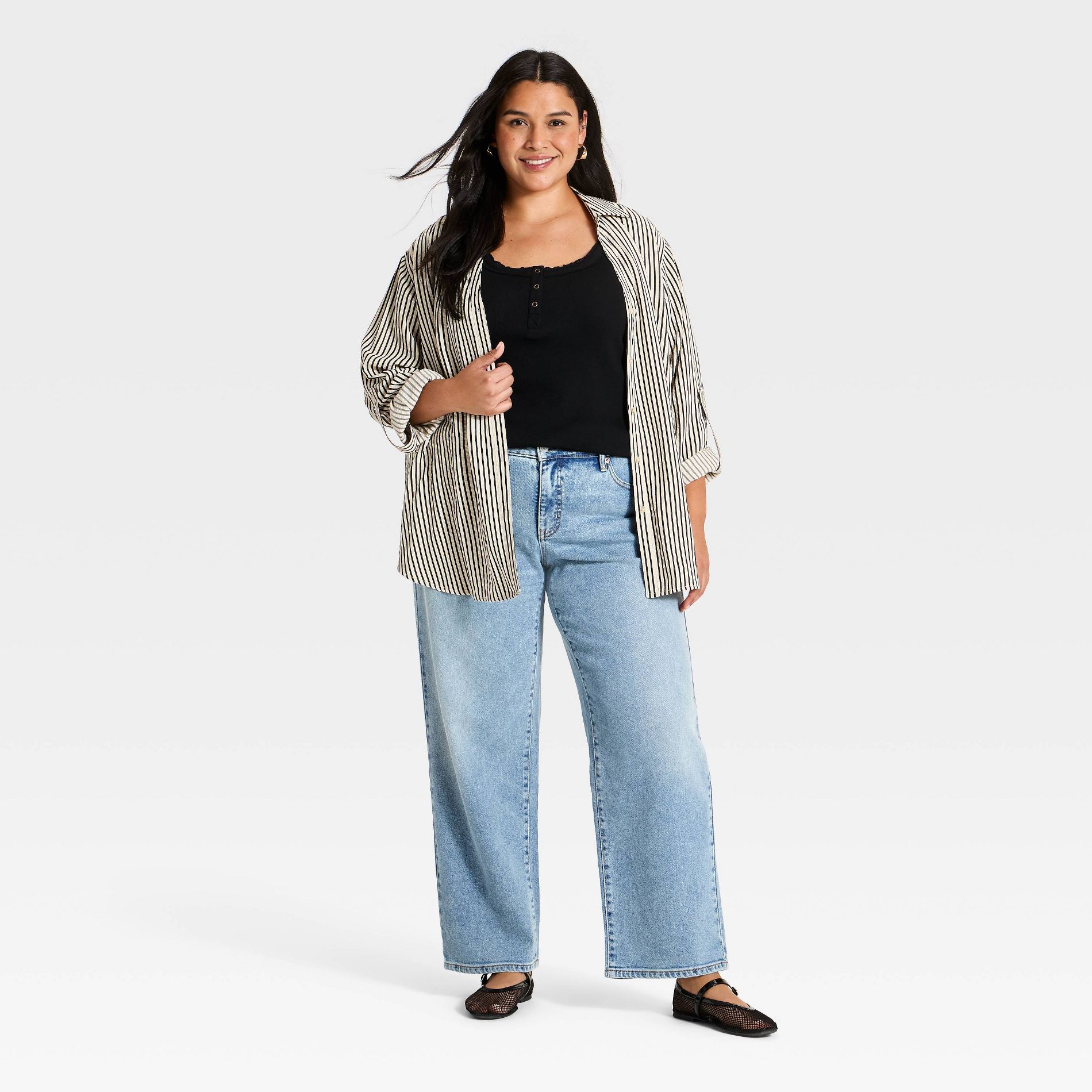 Women's Plus Low-Rise Relaxed Fit Straight Leg Jeans 32" - Ava & Viv™