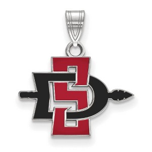 Black Bow Jewelry 10k White Gold San Diego State Aztecs NCAA Small Pendant - 1 of 3