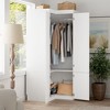 FUFU&GAGA White Corner Wardrobe 4-Tier Corner Display Case Armoire with Shelves Metal Handles - 2 of 4