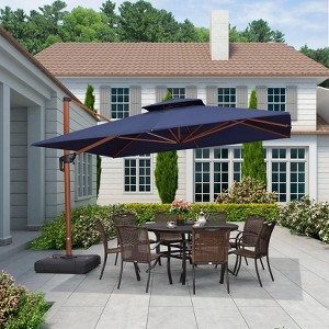 PURPLE LEAF 9/10/11/12ft Patio Umbrella with Base Outdoor Square Large Cantilever Umbrella Windproof Offset Heavy Duty Umbrella for Garden Deck Pool - 1 of 4