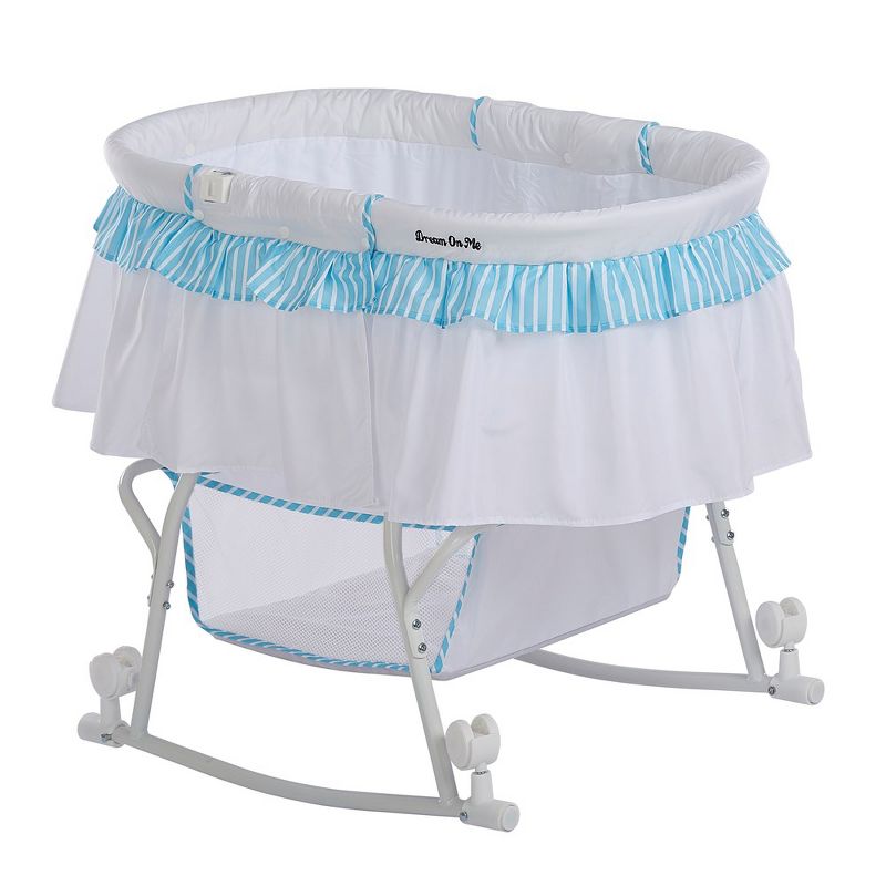 Dream On Me JPMA Certified Lacy Portable 2-in-1 Bassinet & Cradle, Blue/White, 6 of 8