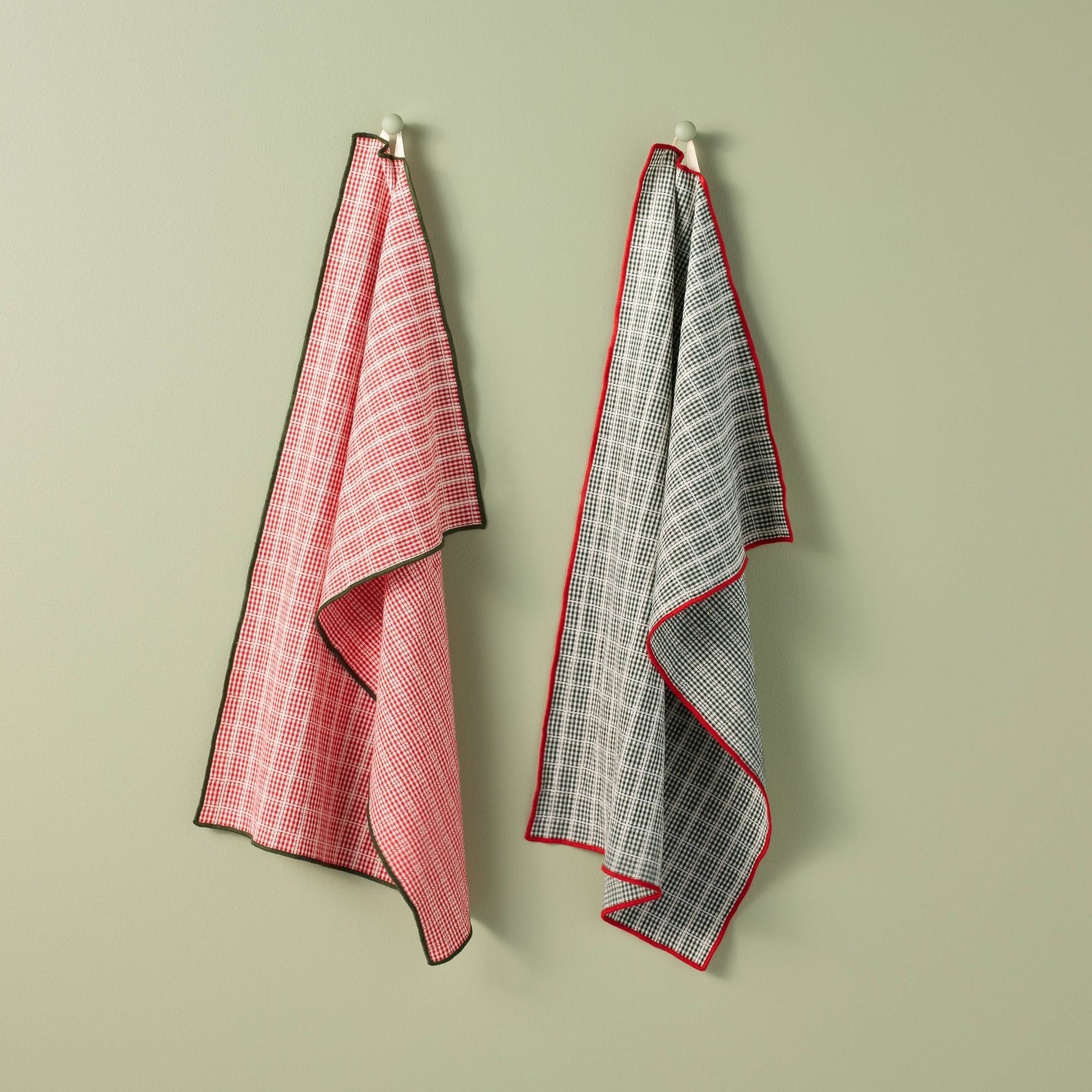 2ct Plaid Kitchen Towels Red/Green - Hearth & Hand™ with Magnolia
