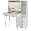 Acekool Large Vanity Desk with 36" Mirror, Fluted Makeup Table, 5 Drawers, Shelf, Built-in Outlet - 2 of 4