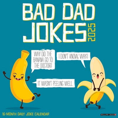 Willow Creek Press Bad Dad Jokes 2025 Wall Calendar: Monthly Humor, 12x12", All Ages, Blue, Paper, Sewn Binding