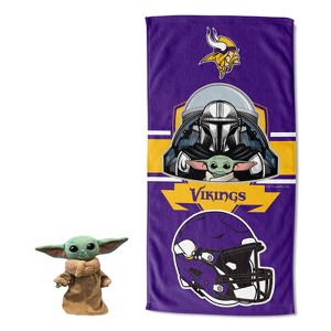 27"x54" NFL Minnesota Vikings Star Wars Hugger with Beach Towel - 1 of 3